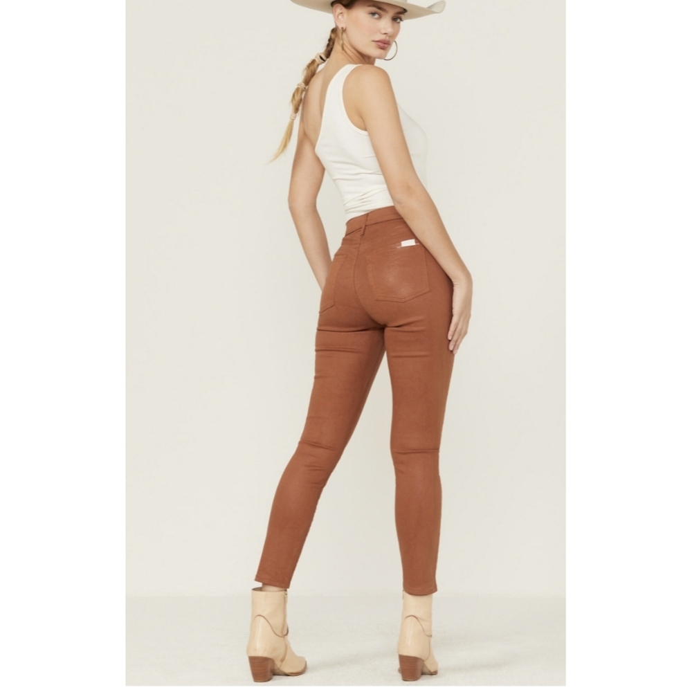 7 For All Mankind Women's Coated Faux Leather Ankle Skinny Jeans Size 26